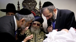 Eli Yishai (l), R Ovadya Yoseiph (c), Aryeh Deri (r) 2013.01